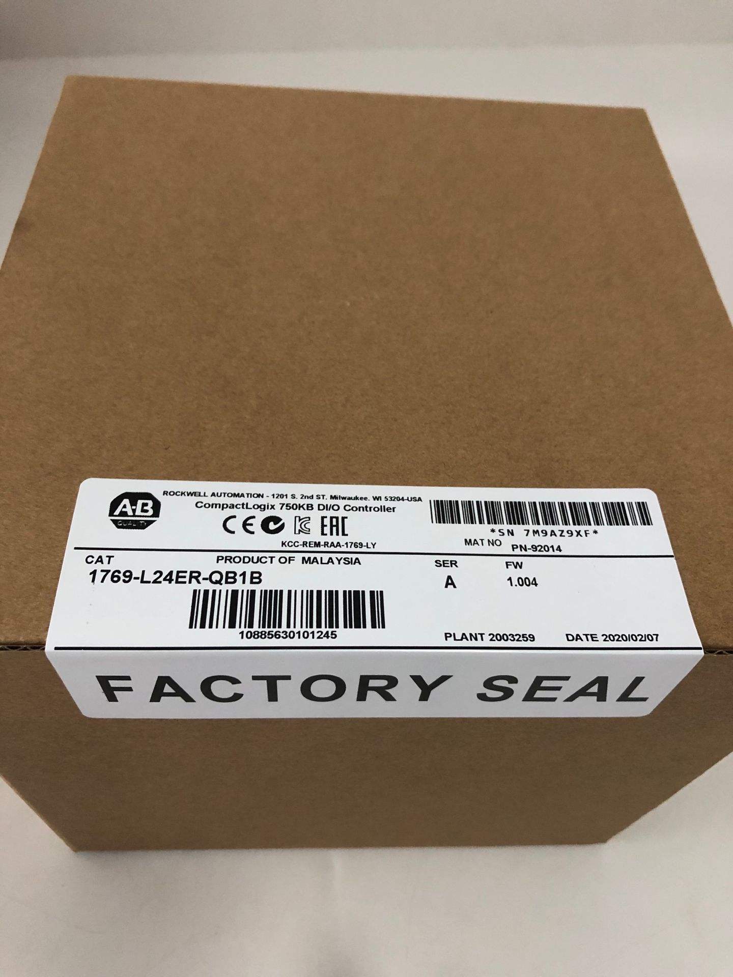 Allen Bradley CompactLogix 750KB DI/O PLC Controller 1769-L24ER-QB1B