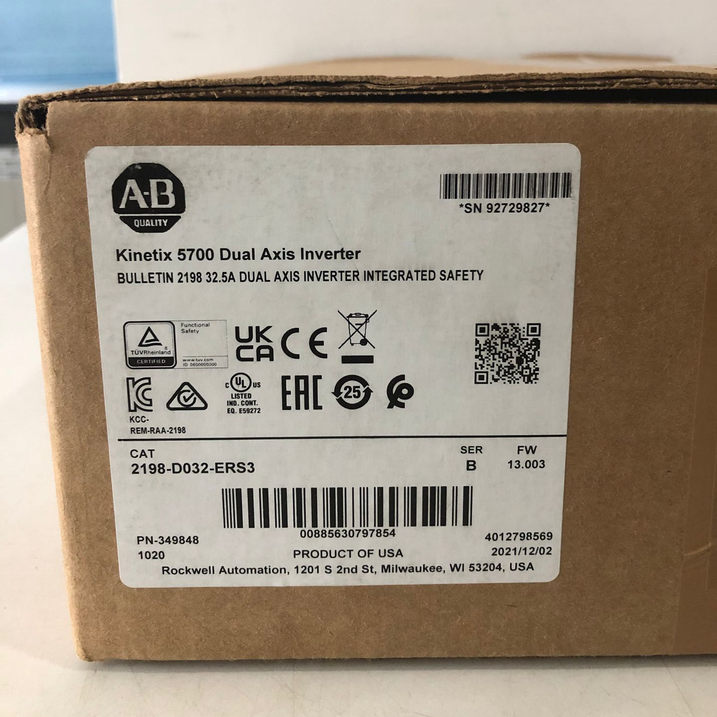 Kinetix 5700 Dual Axis Inverter Servo Drive 2198-D032-ERS3 In stock