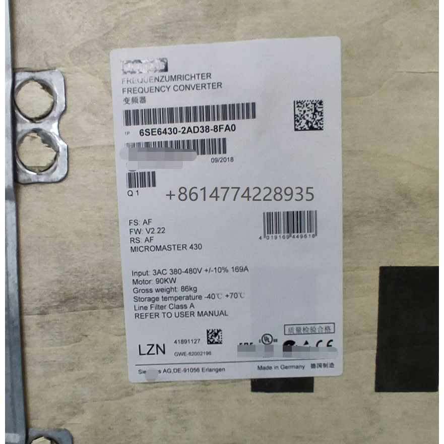 100% New original 90 KW Inverter 6SE6430-2AD38-8FA0 with factory sealed